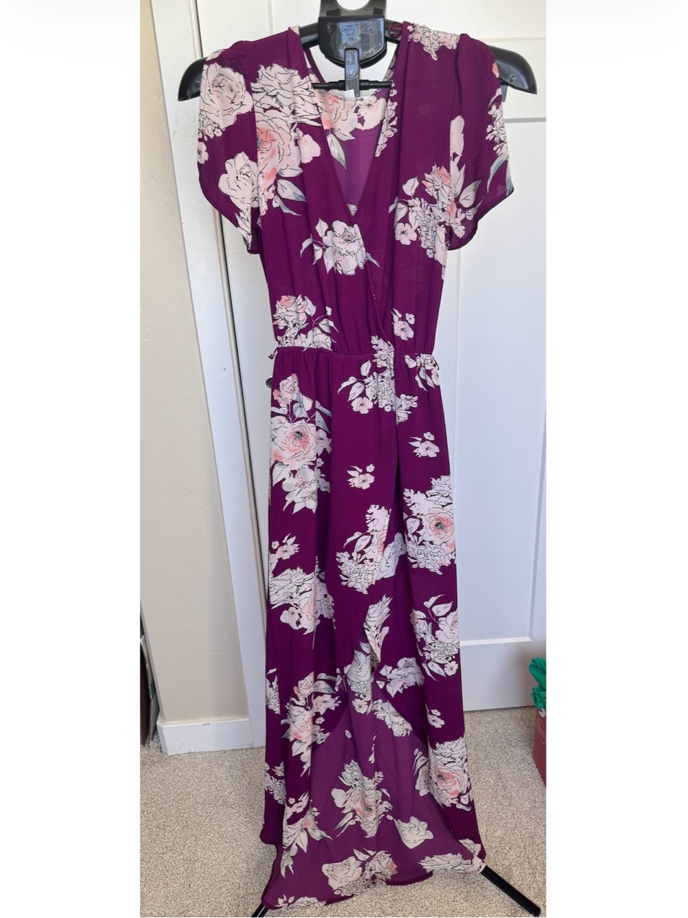 Candie's Plum Floral High-Low Maxi Dress